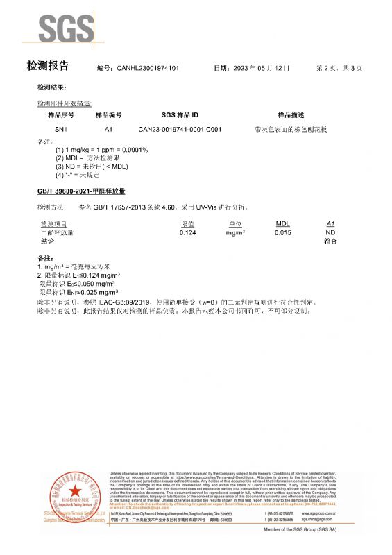 2023SGSW88优德官网家居甲醛检测报告中文版